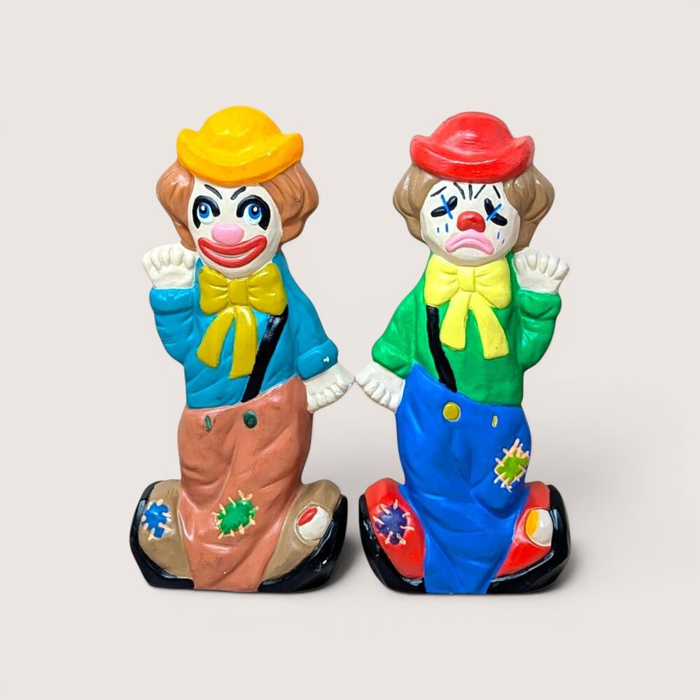 Vintage Ceramic Laughing and Crying Clown Banks Pair